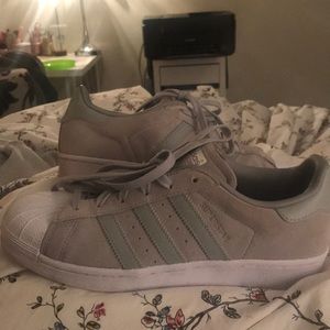 Grey Suede Adidas Superstars SIZE 7.5